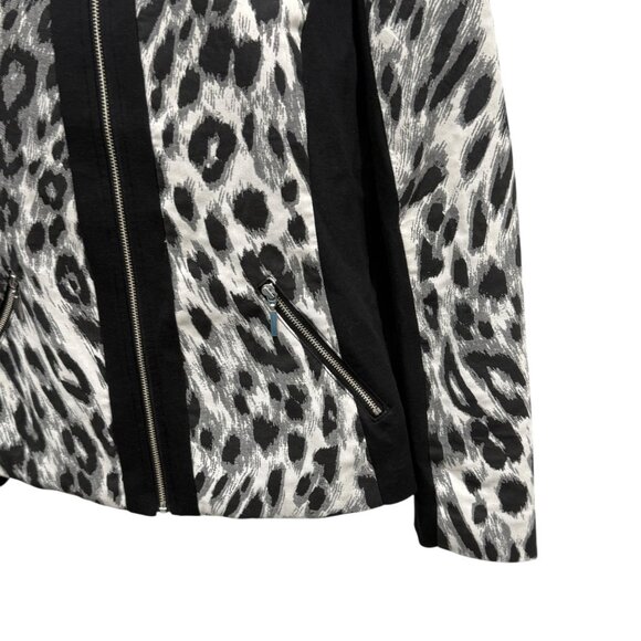 Chicos Black White Leopard Print Jacket Lace Zipper Closure Womens Size 1 - Picture 8 of 8